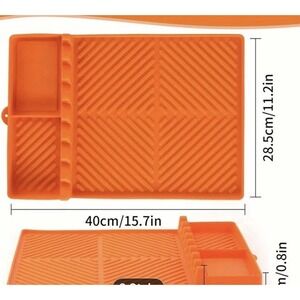 Grill Mat Side Shelf, NEW Silicone Orange Heat Resistant Non Slip, 15.7x11.2in